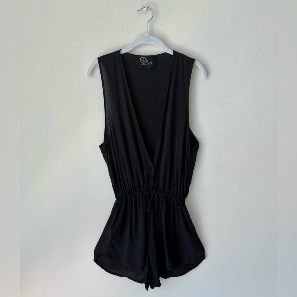Blue Life Black Deep V Romper
